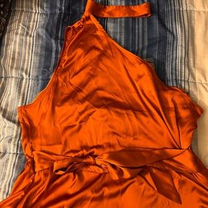 NY&CO One shoulder peplum shirt with neck choker